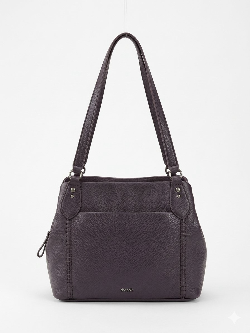 The Sak Melrose Slate Grey Leather Satchel Shoulder Bag